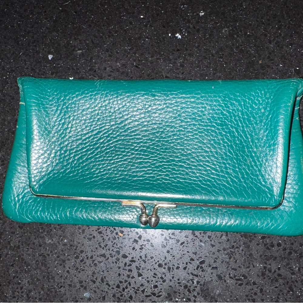 Elegant Teal Leather Clutch